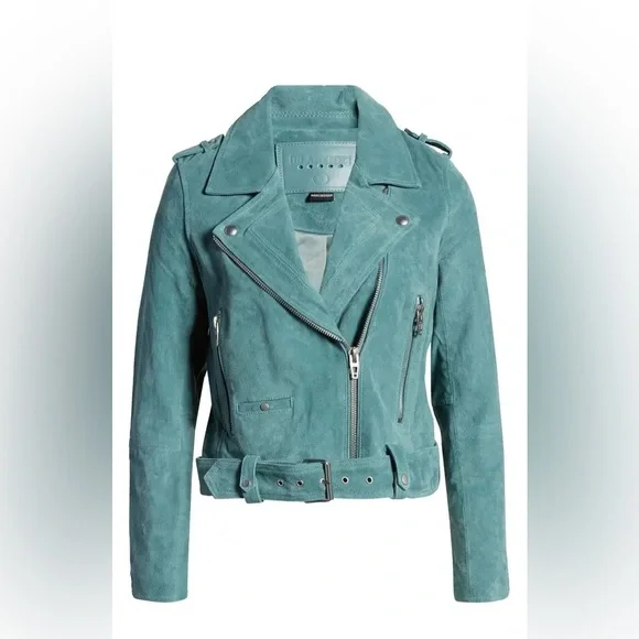 Blank NYC Suede Moto Jacket Sage Green Leather Size XL - Picture 14 of 15